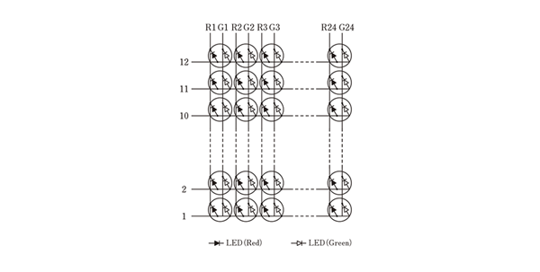 LEDドットマトリクス・AM-1224RG、回路図