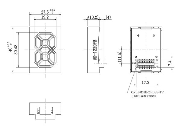 LED数字表示器・AD-1229FB、外形図