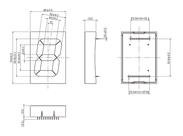 LED数字表示器・AD-221F、外形図