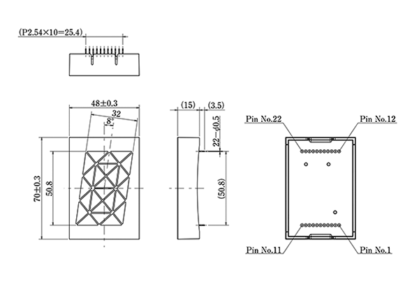 LED英数字表示器・AD-224F、外形図