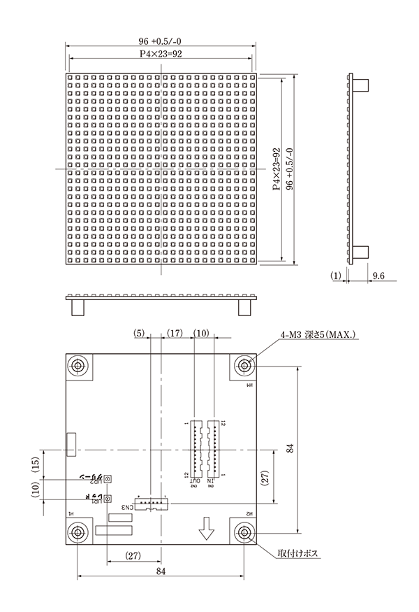 LEDドットマトリクス・AM-2496RG-DA、外形図